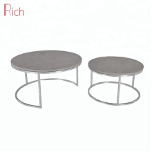 Modern Living Room Furniture Iron Frame Side Table Cement Coffee Table